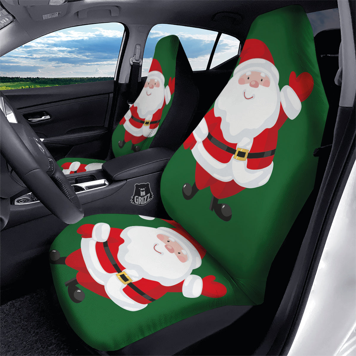 Santa Claus Cartoon Print Car Seat Covers-grizzshop