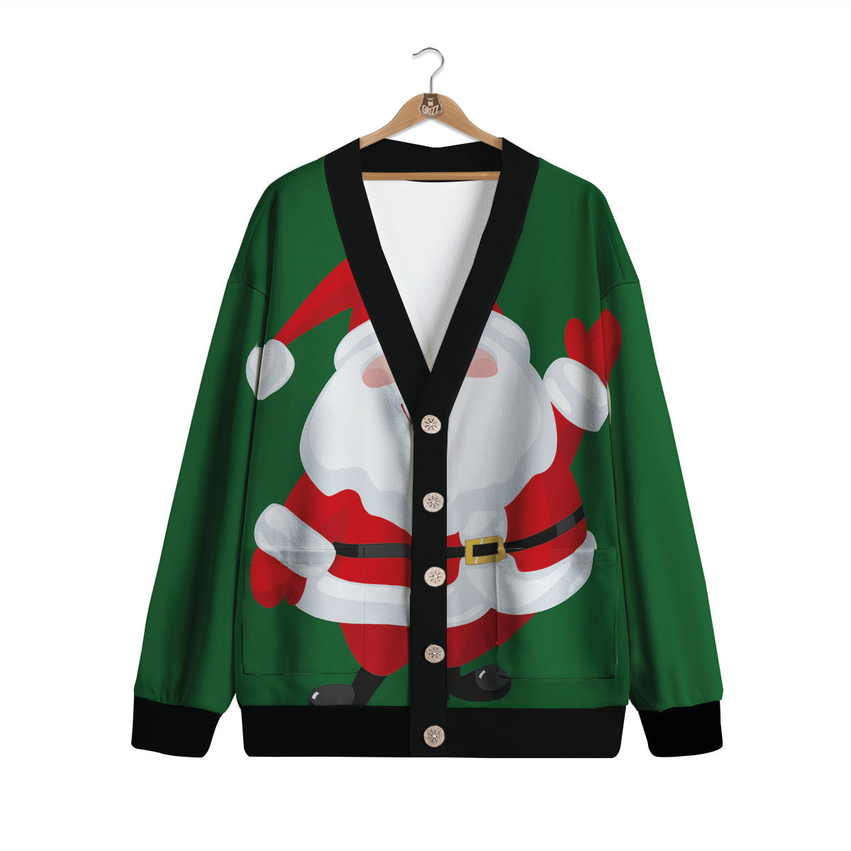 Santa Claus Cartoon Print Cardigan-grizzshop