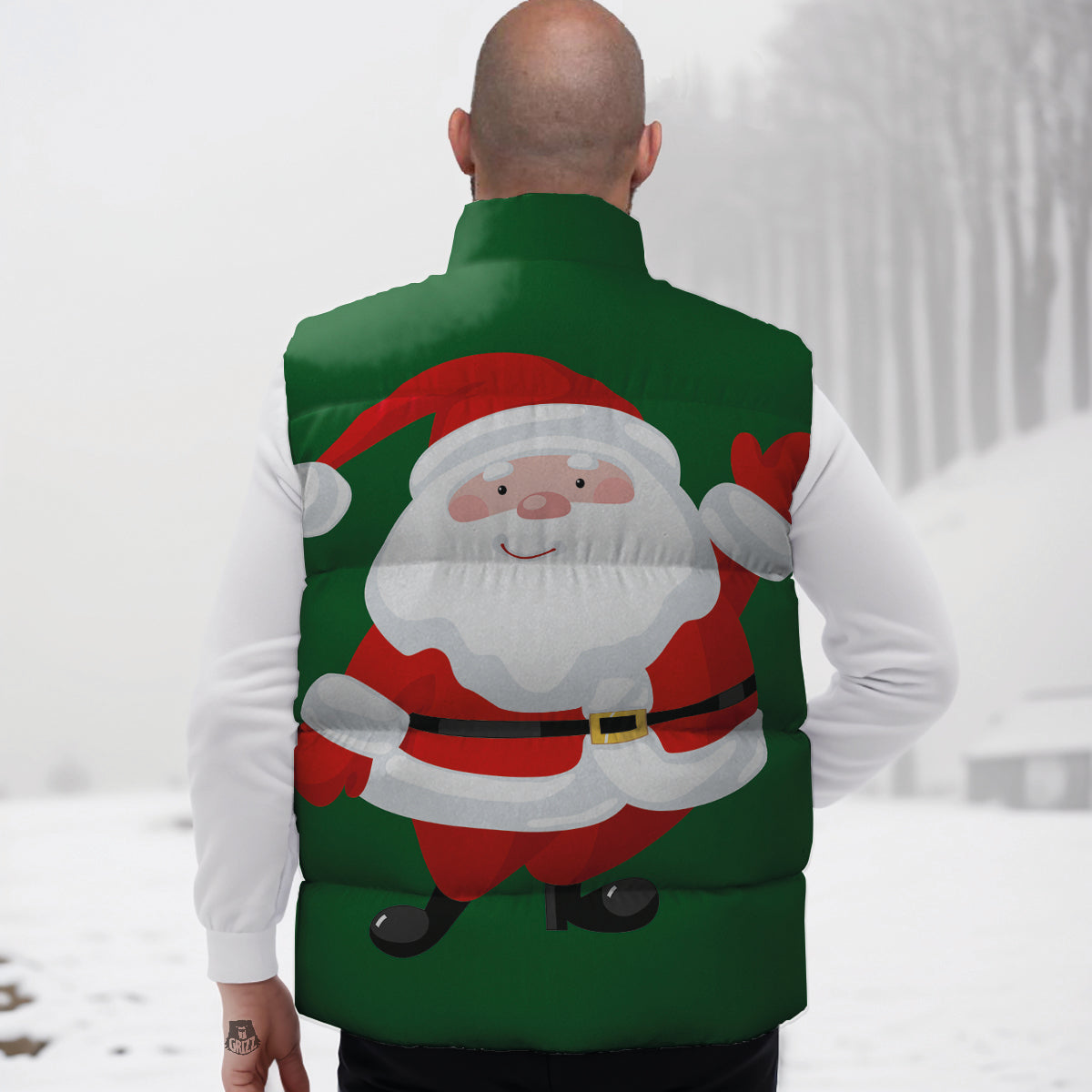 Santa Claus Cartoon Print Down Vest