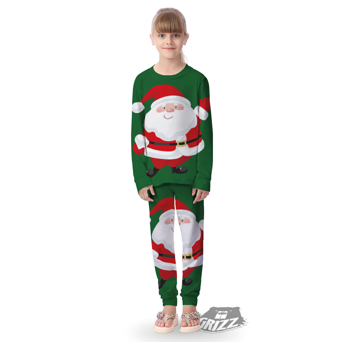 Santa Claus Cartoon Print Kid's Pajamas-grizzshop