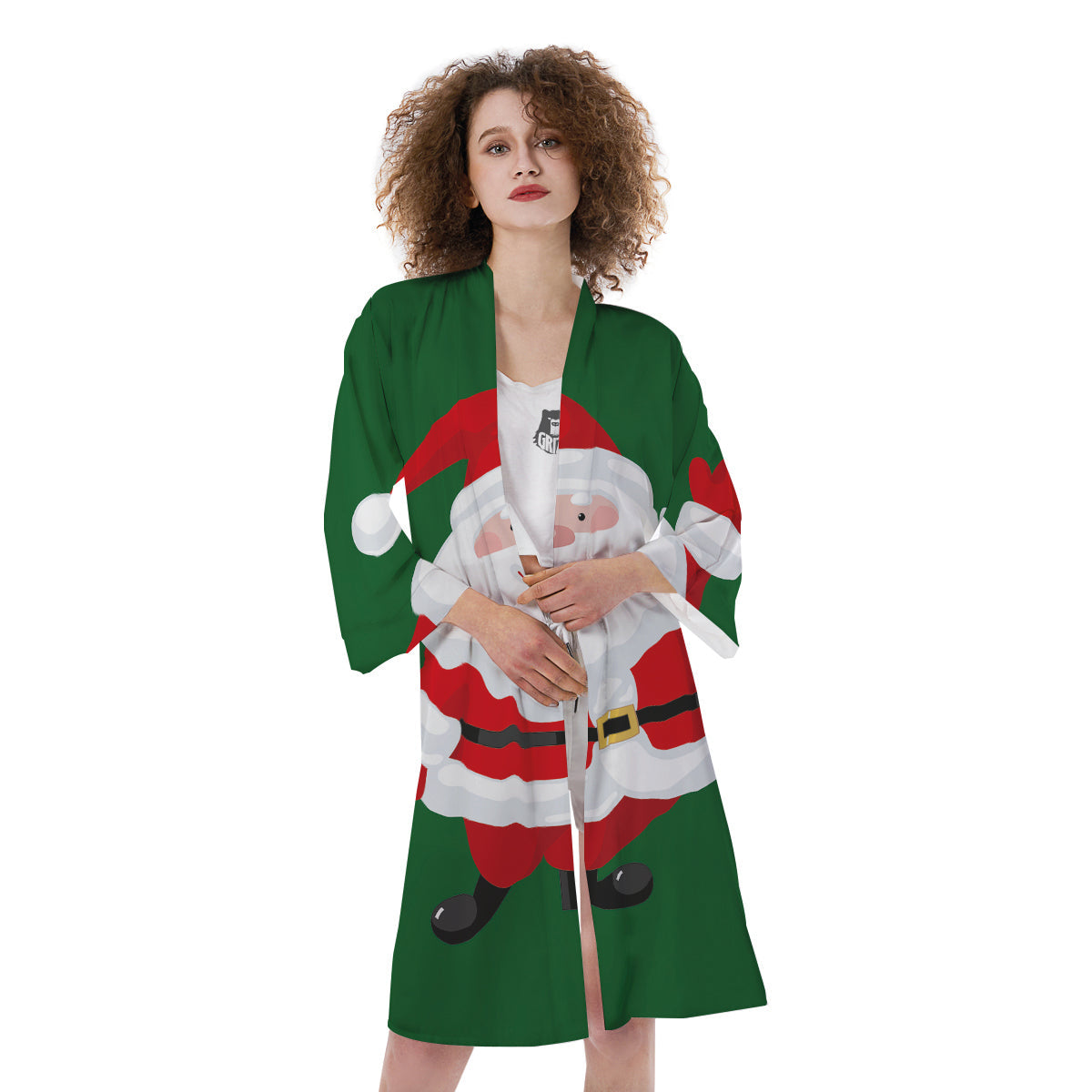 Santa Claus Cartoon Print Kimono-grizzshop
