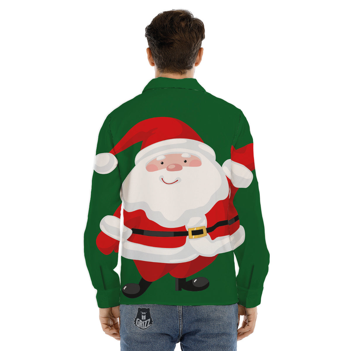 Santa Claus Cartoon Print Men's Dress Shirts-grizzshop