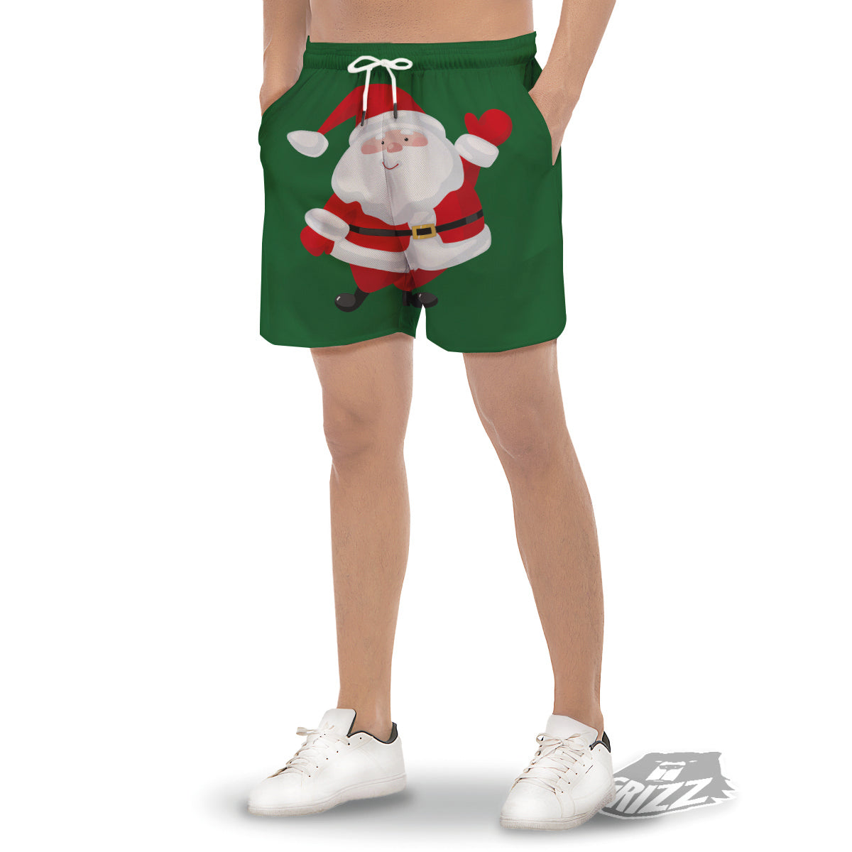 Santa Claus Cartoon Print Men's Gym Shorts-grizzshop