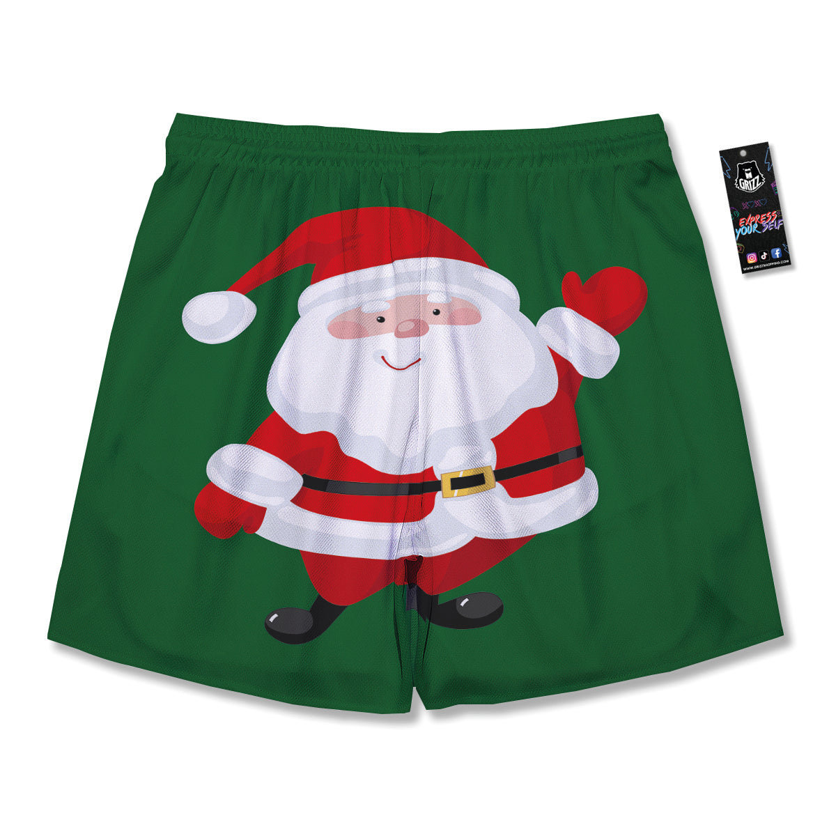Santa Claus Cartoon Print Men's Running Shorts-grizzshop