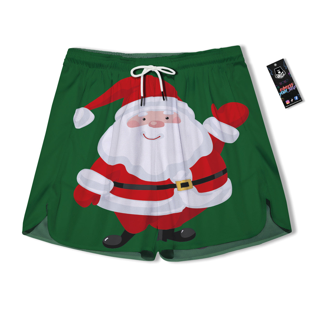 Santa Claus Cartoon Print Men's Running Shorts-grizzshop