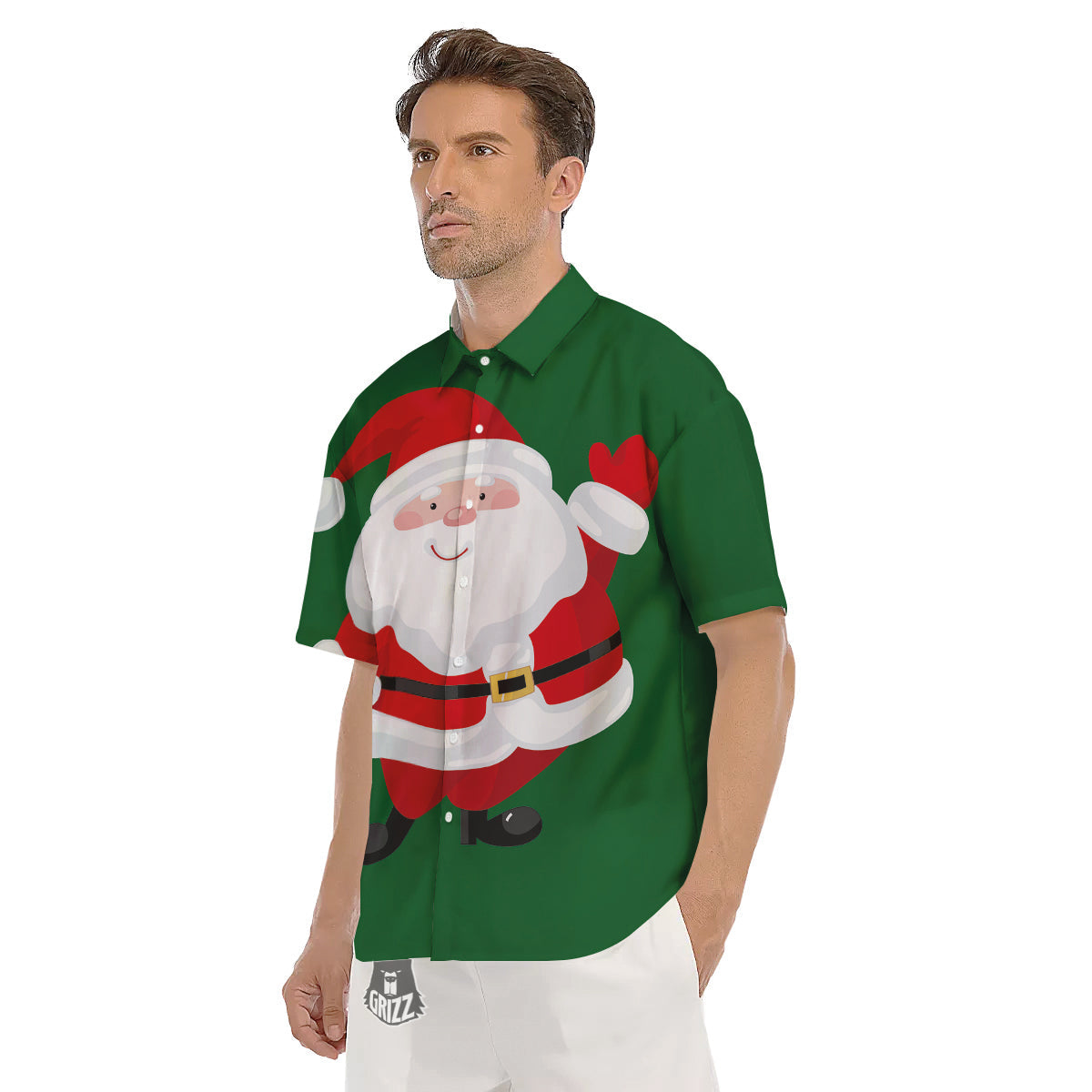 Santa Claus Cartoon Print Men's Short Sleeve Shirts-grizzshop