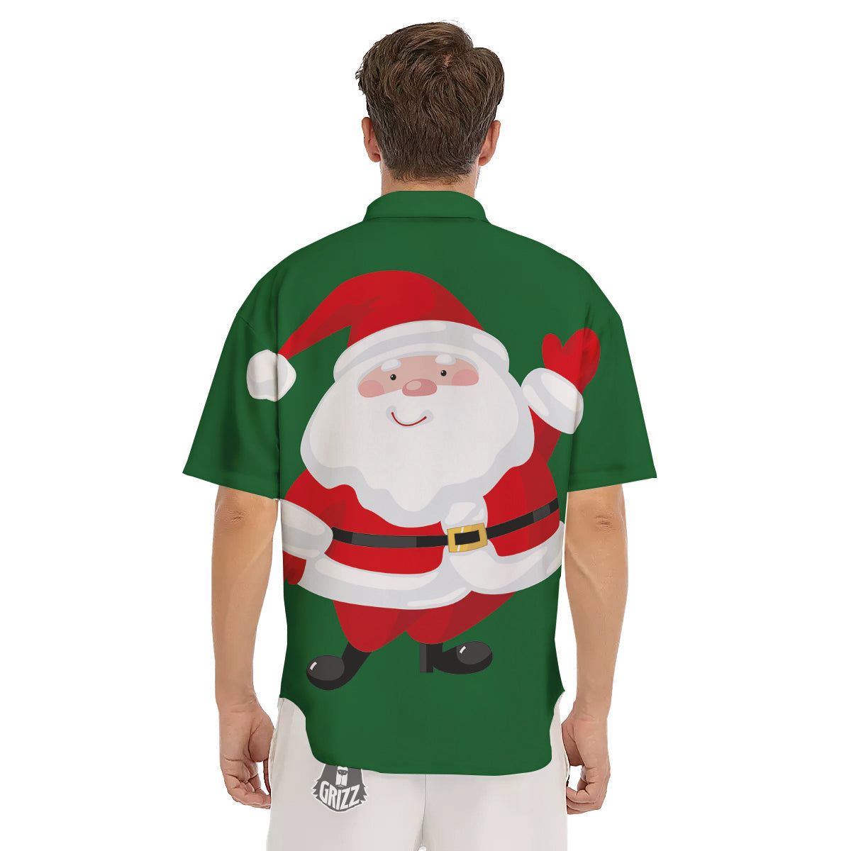 Santa Claus Cartoon Print Men's Short Sleeve Shirts-grizzshop
