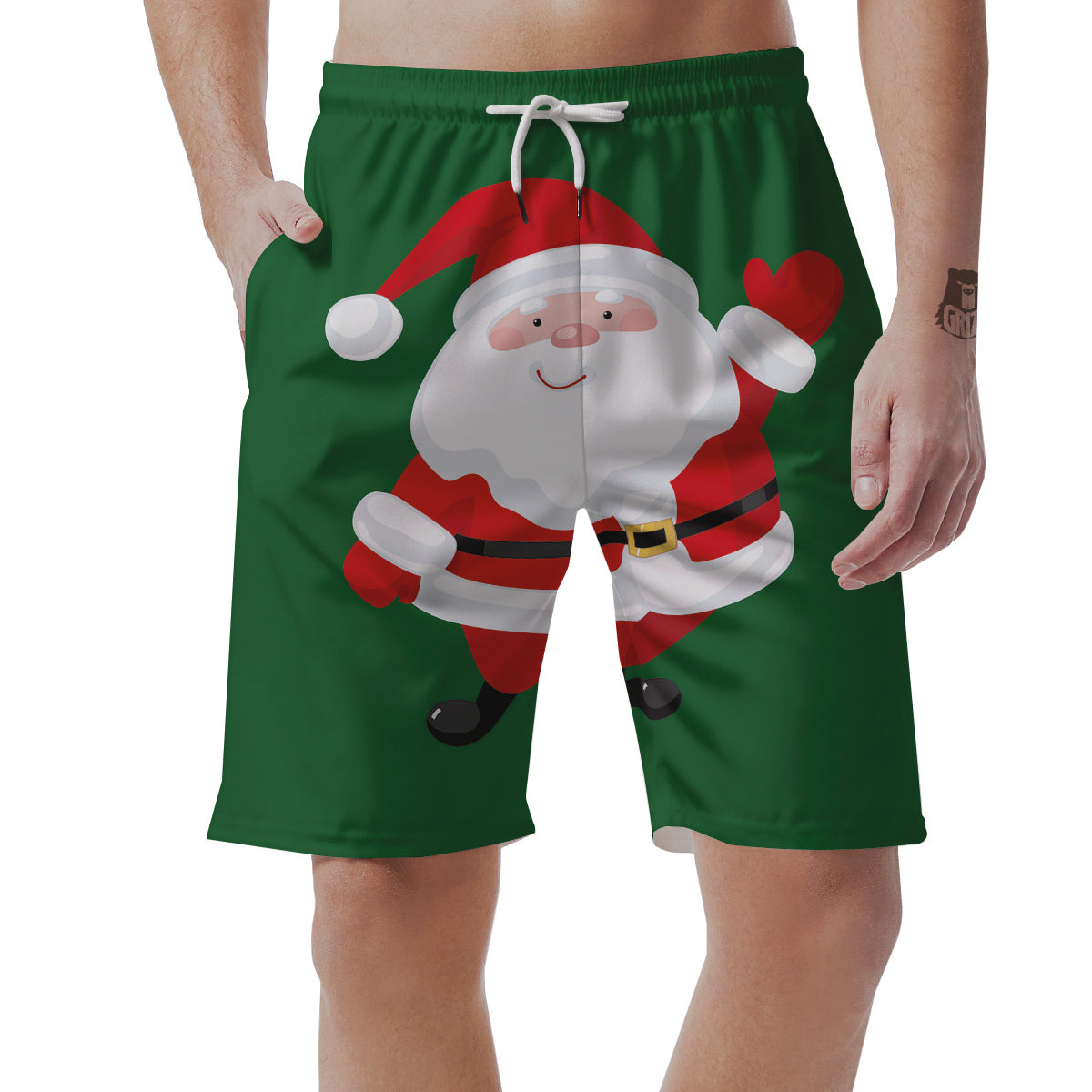 Santa Claus Cartoon Print Men's Shorts-grizzshop