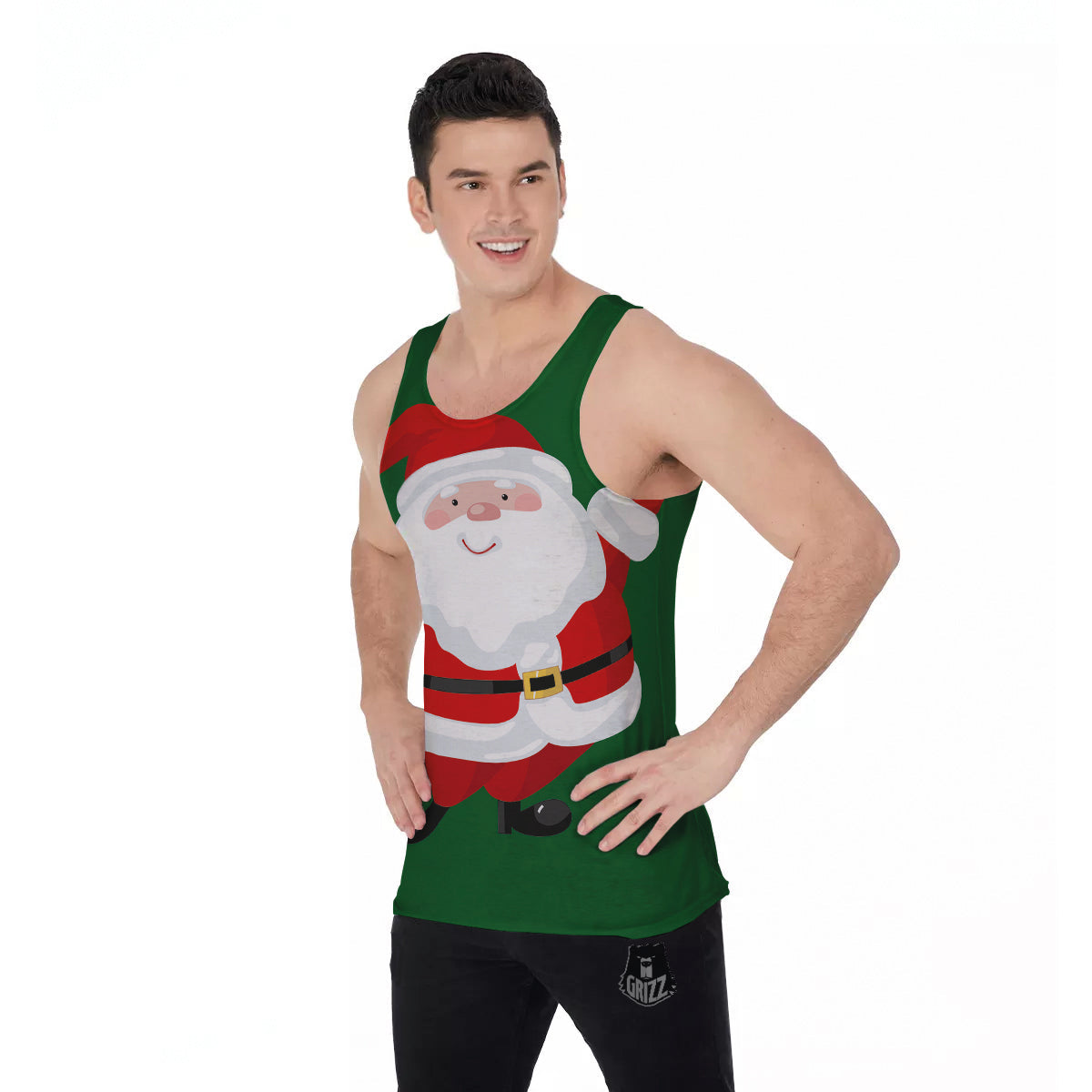 Santa Claus Cartoon Print Men's Tank Top-grizzshop