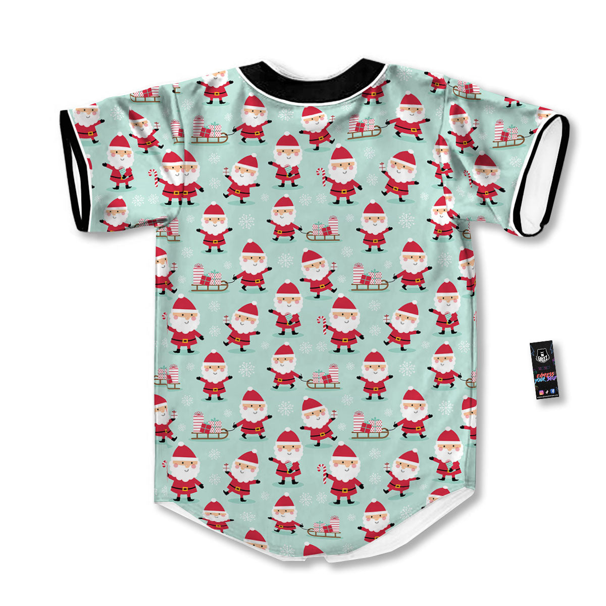 Santa Claus Cartoon Print Pattern Baseball Jersey-grizzshop