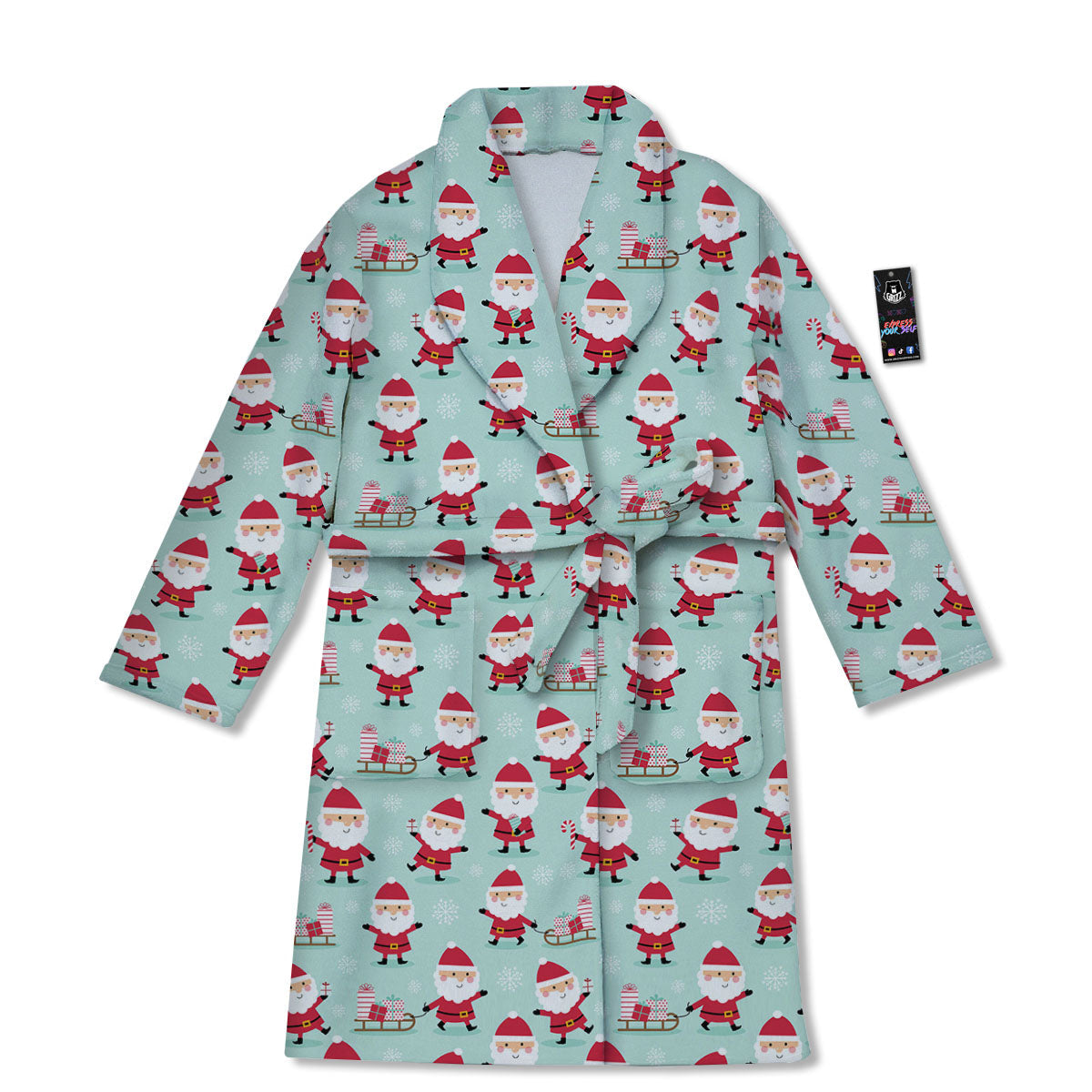 Santa Claus Cartoon Print Pattern Bathrobe-grizzshop