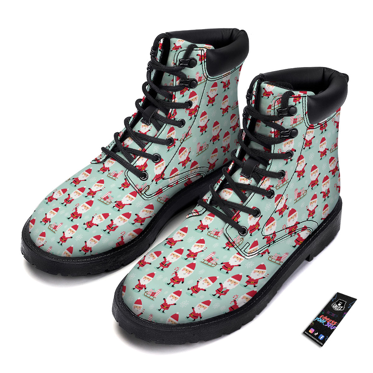 Santa Claus Cartoon Print Pattern Boots-grizzshop
