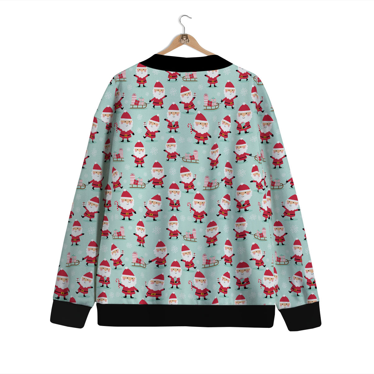 Santa Claus Cartoon Print Pattern Cardigan-grizzshop