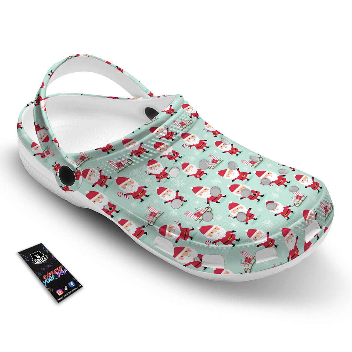 Santa Claus Cartoon Print Pattern Clog-grizzshop