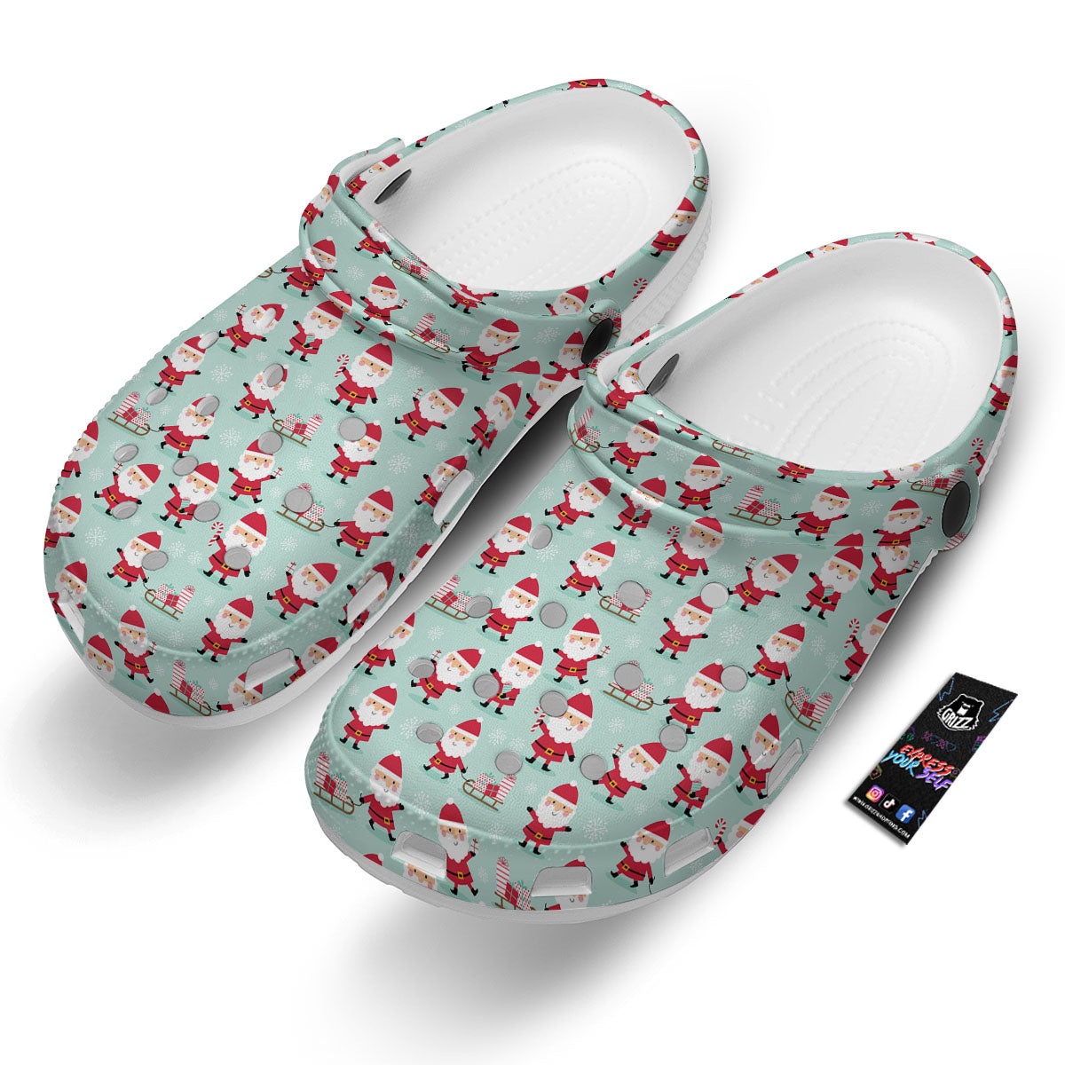 Santa Claus Cartoon Print Pattern Clog-grizzshop