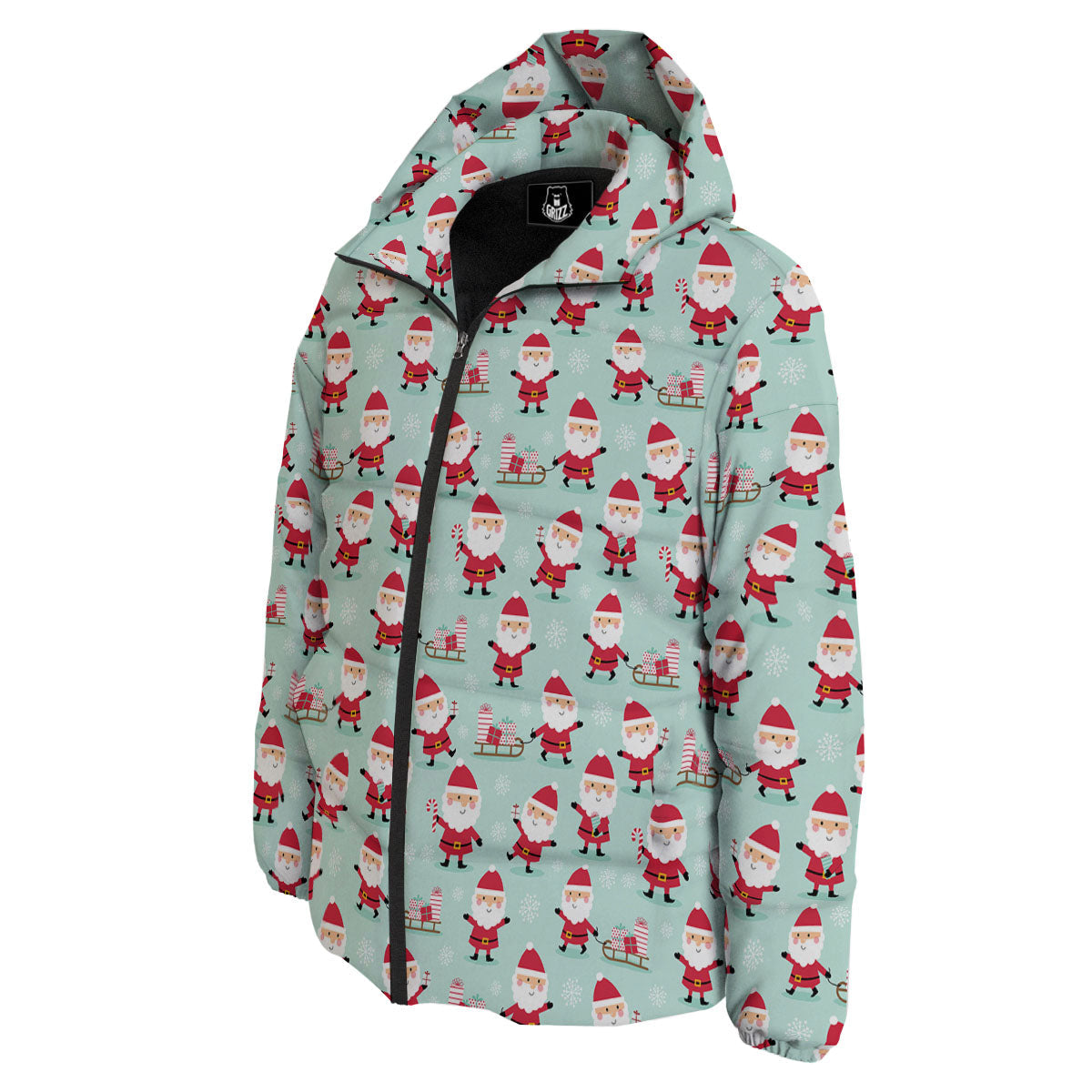 Santa Claus Cartoon Print Pattern Down Jacket-grizzshop