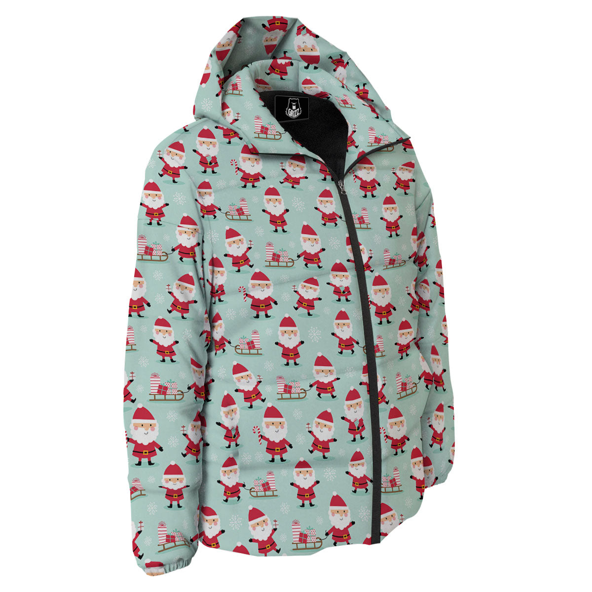 Santa Claus Cartoon Print Pattern Down Jacket-grizzshop