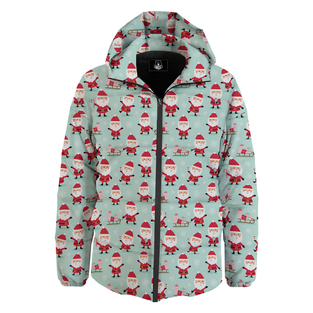 Santa Claus Cartoon Print Pattern Down Jacket-grizzshop