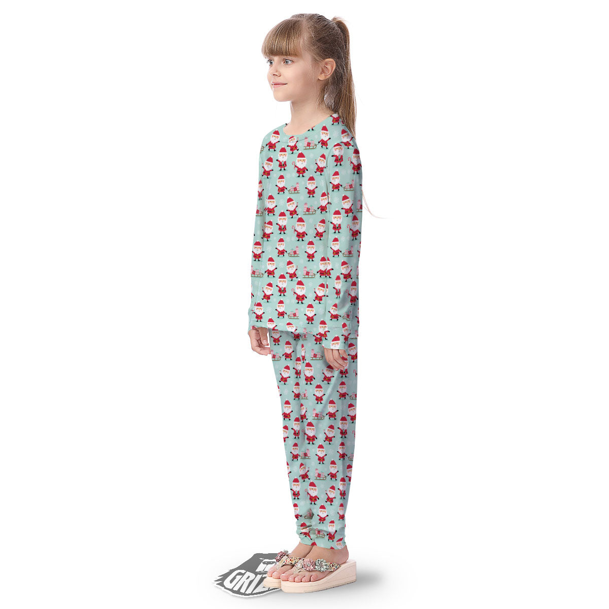 Santa Claus Cartoon Print Pattern Kid's Pajamas-grizzshop