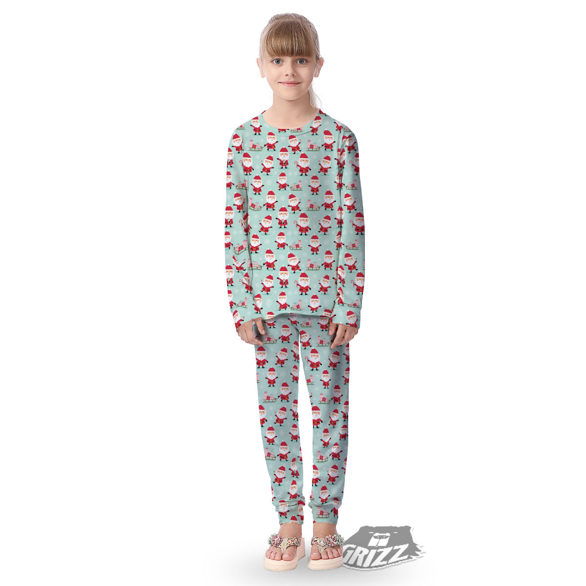 Santa Claus Cartoon Print Pattern Kid's Pajamas-grizzshop