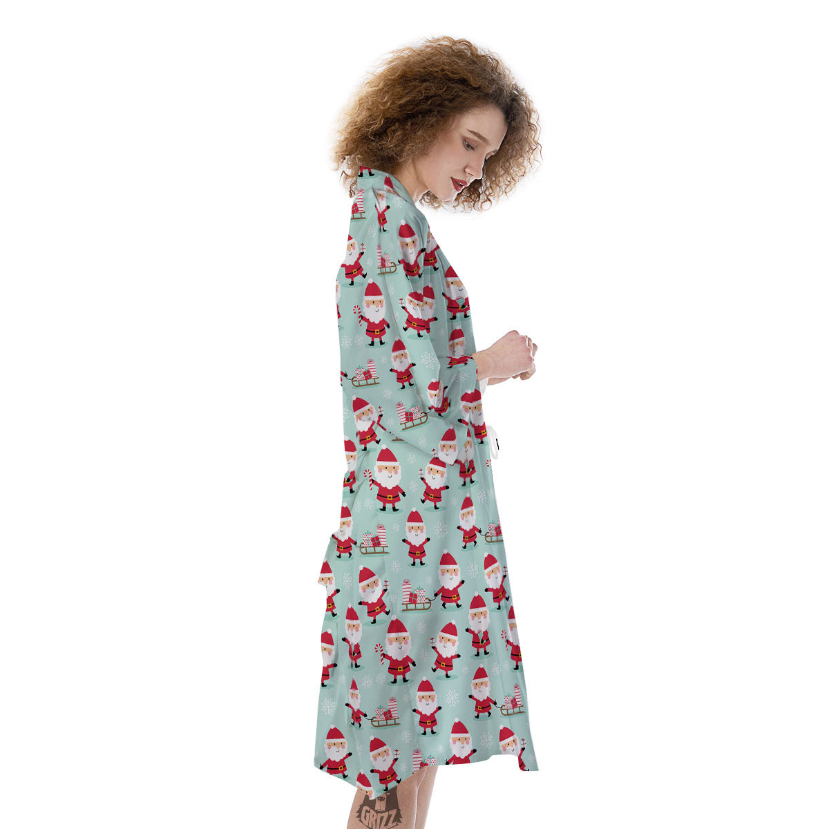 Santa Claus Cartoon Print Pattern Kimono-grizzshop