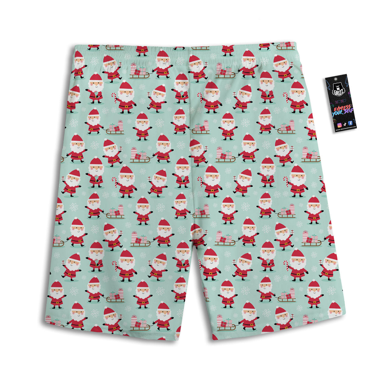 Santa Claus Cartoon Print Pattern Men's Athletic Shorts