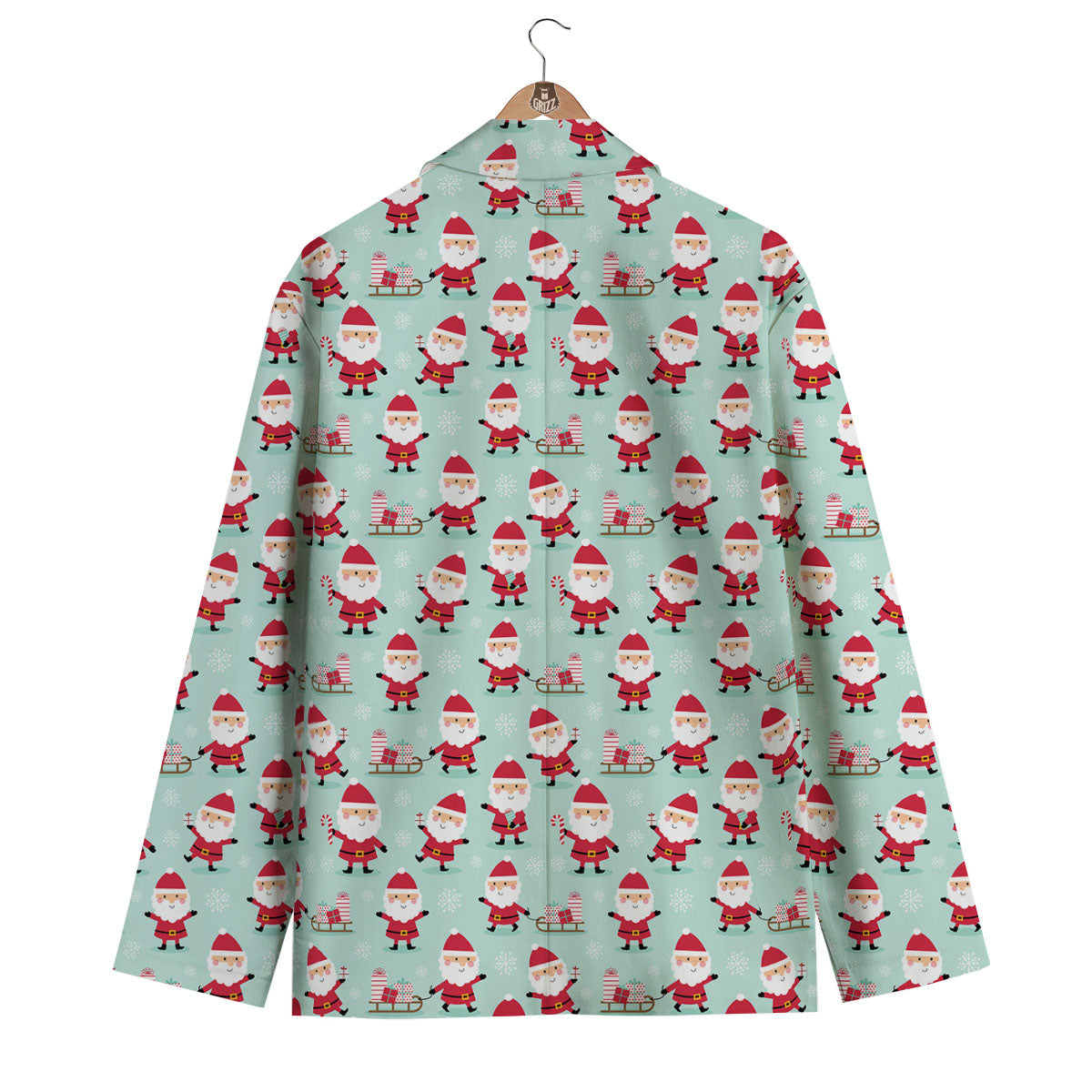 Santa Claus Cartoon Print Pattern Men's Blazer-grizzshop