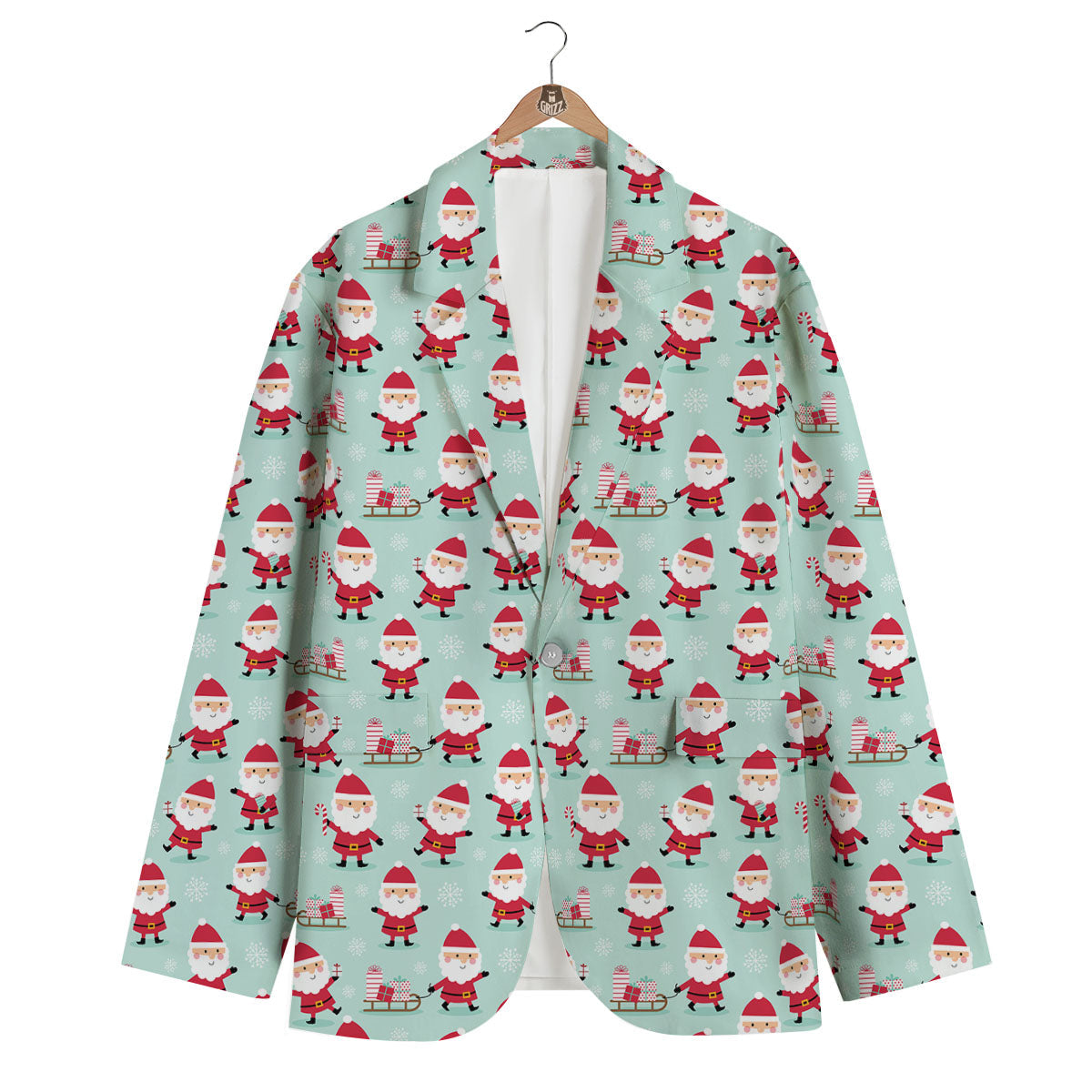 Santa Claus Cartoon Print Pattern Men's Blazer-grizzshop