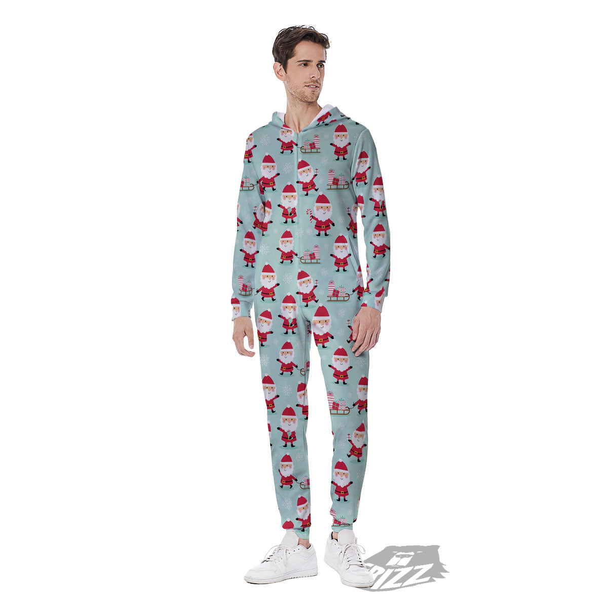 Santa Claus Cartoon Print Pattern Men's Jumpsuit-grizzshop