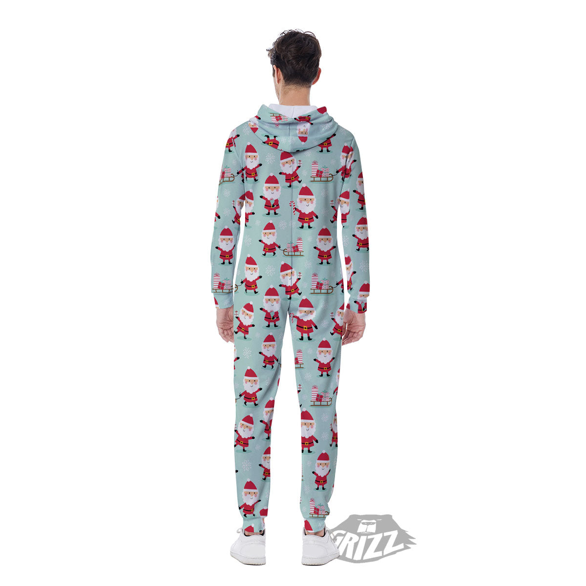 Santa Claus Cartoon Print Pattern Men's Jumpsuit-grizzshop
