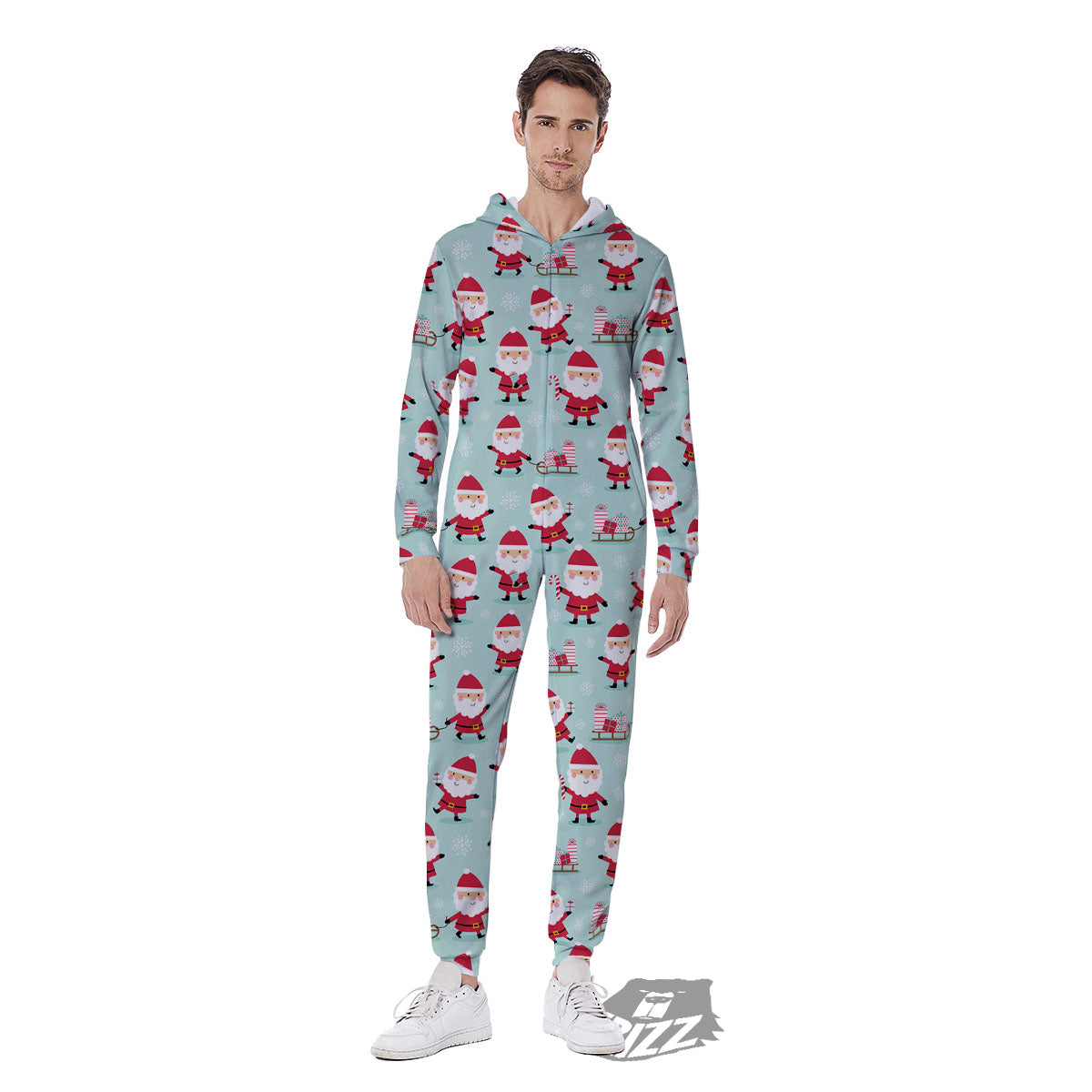 Santa Claus Cartoon Print Pattern Men's Jumpsuit-grizzshop