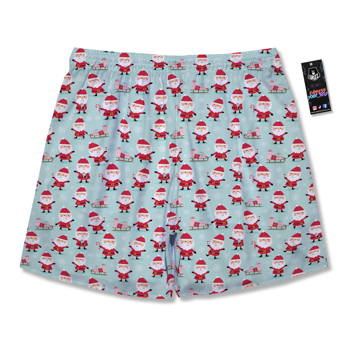 Santa Claus Cartoon Print Pattern Men's Running Shorts-grizzshop