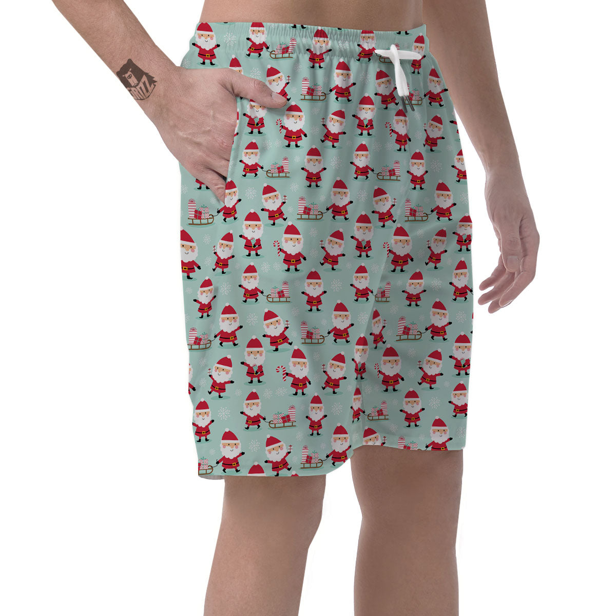 Santa Claus Cartoon Print Pattern Men's Shorts-grizzshop