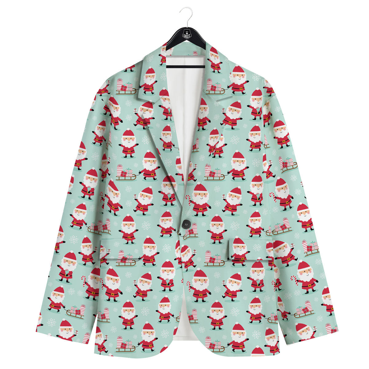 Santa Claus Cartoon Print Pattern Men's Sport Coat-grizzshop