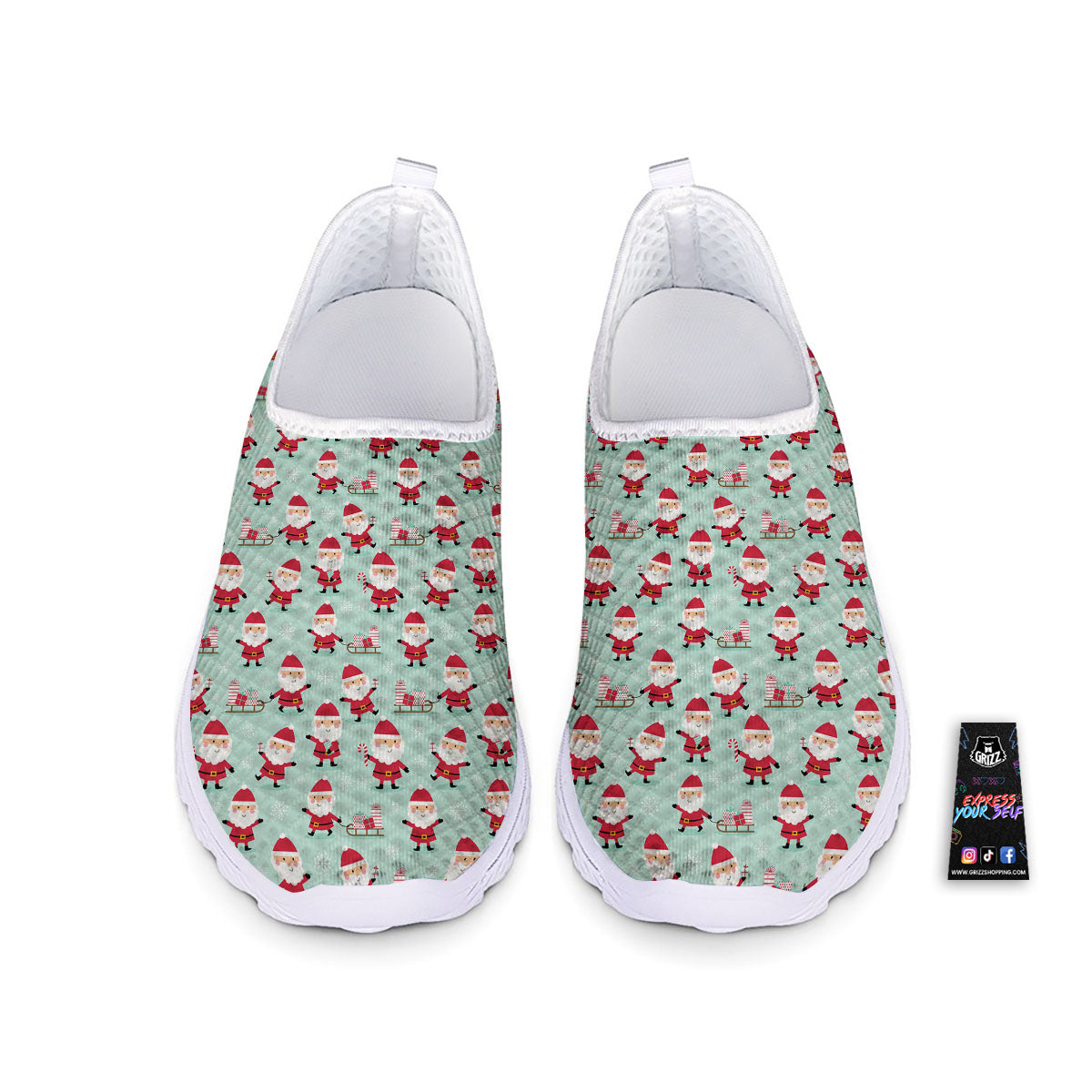 Santa Claus Cartoon Print Pattern Nurse Shoes-grizzshop