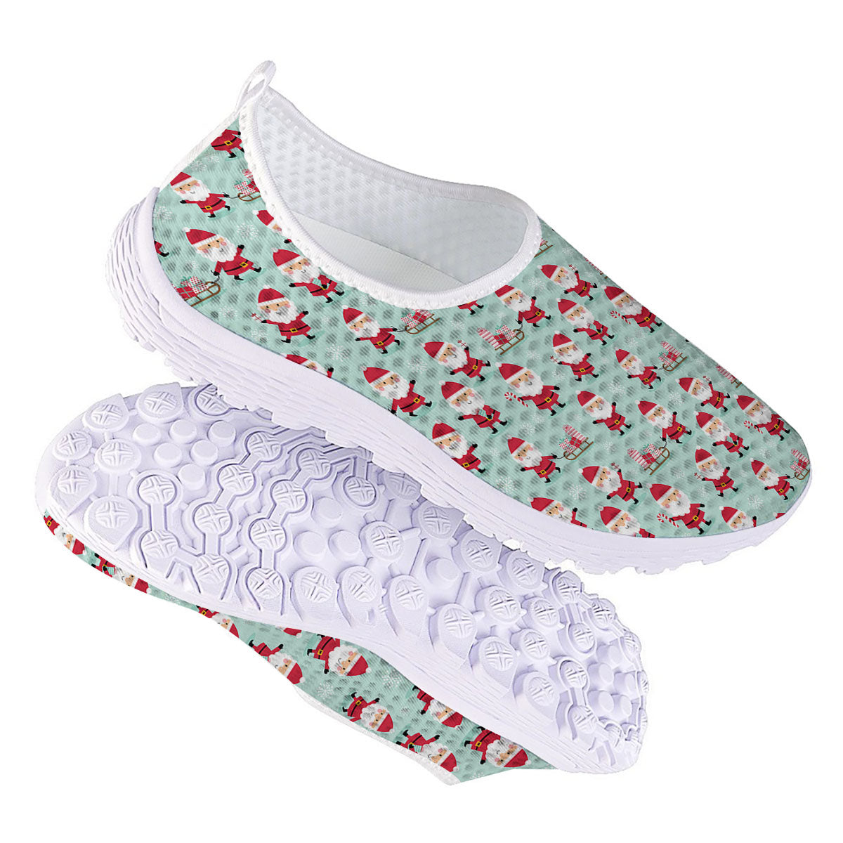 Santa Claus Cartoon Print Pattern Nurse Shoes-grizzshop