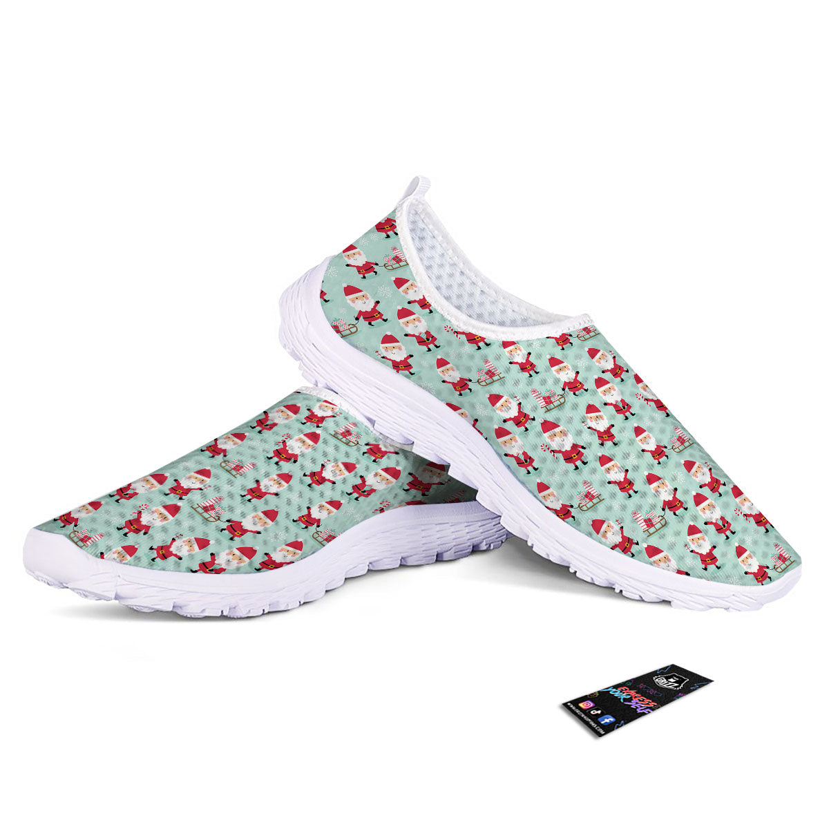 Santa Claus Cartoon Print Pattern Nurse Shoes-grizzshop