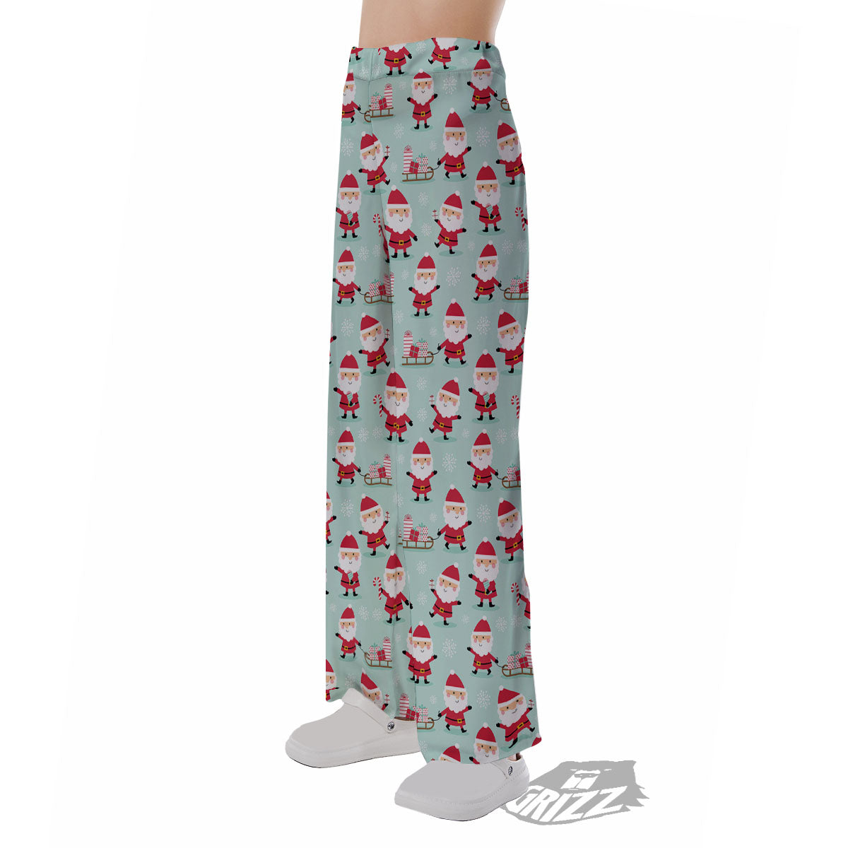 Santa Claus Cartoon Print Pattern Pajama Pants-grizzshop