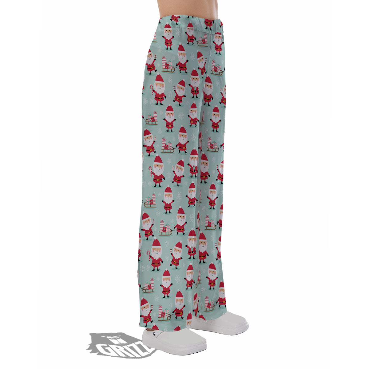Santa Claus Cartoon Print Pattern Pajama Pants-grizzshop