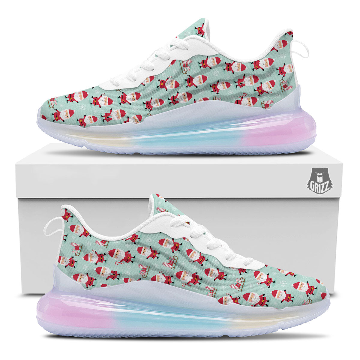 Santa Claus Cartoon Print Pattern Running Sneakers-grizzshop