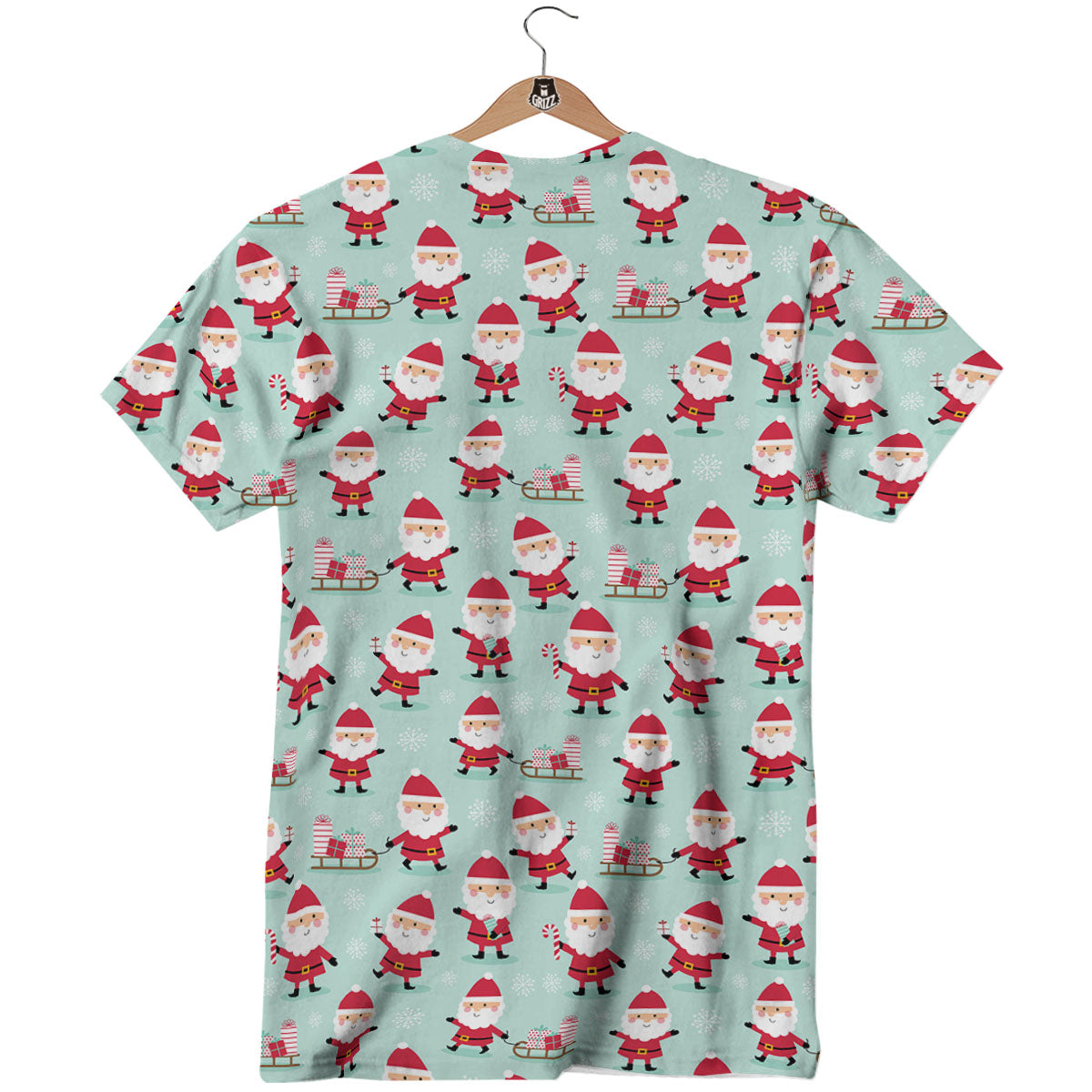 Santa Claus Cartoon Print Pattern T-Shirt-grizzshop