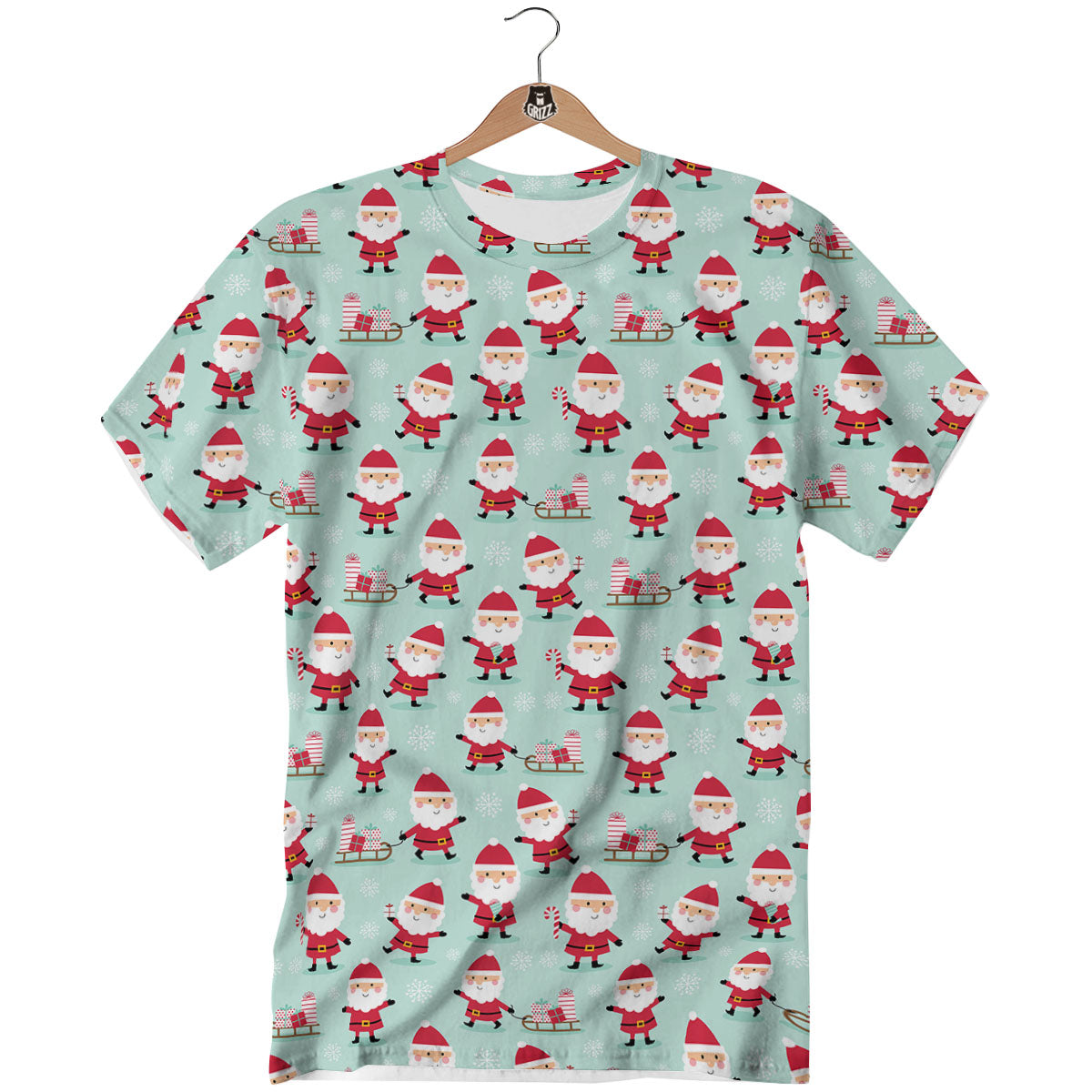 Santa Claus Cartoon Print Pattern T-Shirt-grizzshop