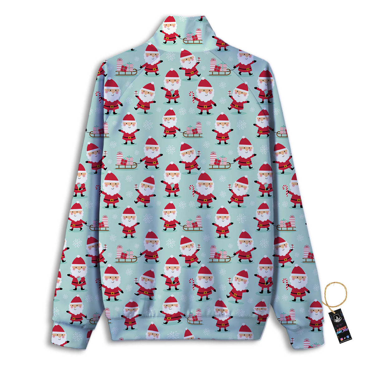 Santa Claus Cartoon Print Pattern Track Jacket-grizzshop