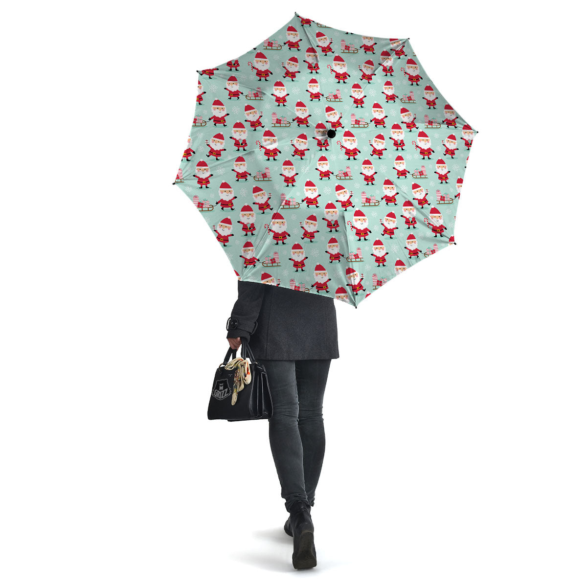 Santa Claus Cartoon Print Pattern Umbrella-grizzshop