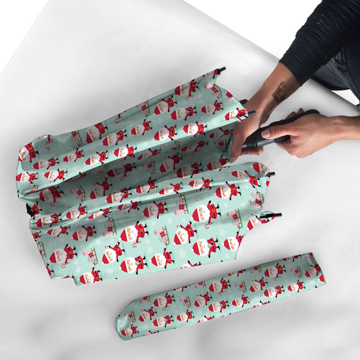 Santa Claus Cartoon Print Pattern Umbrella-grizzshop