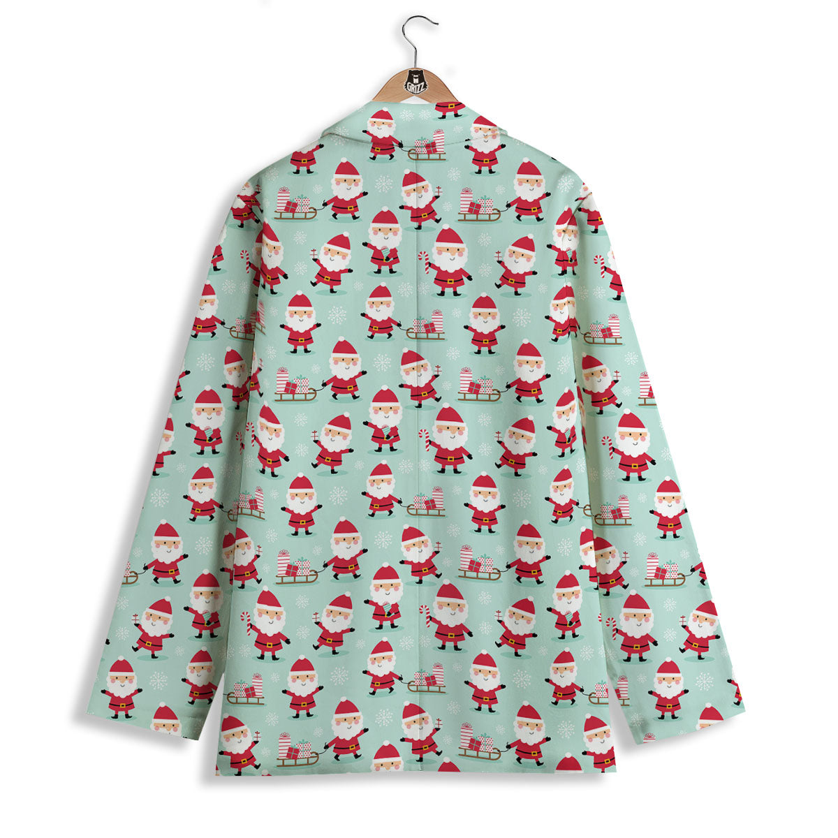 Santa Claus Cartoon Print Pattern Women's Blazer-grizzshop