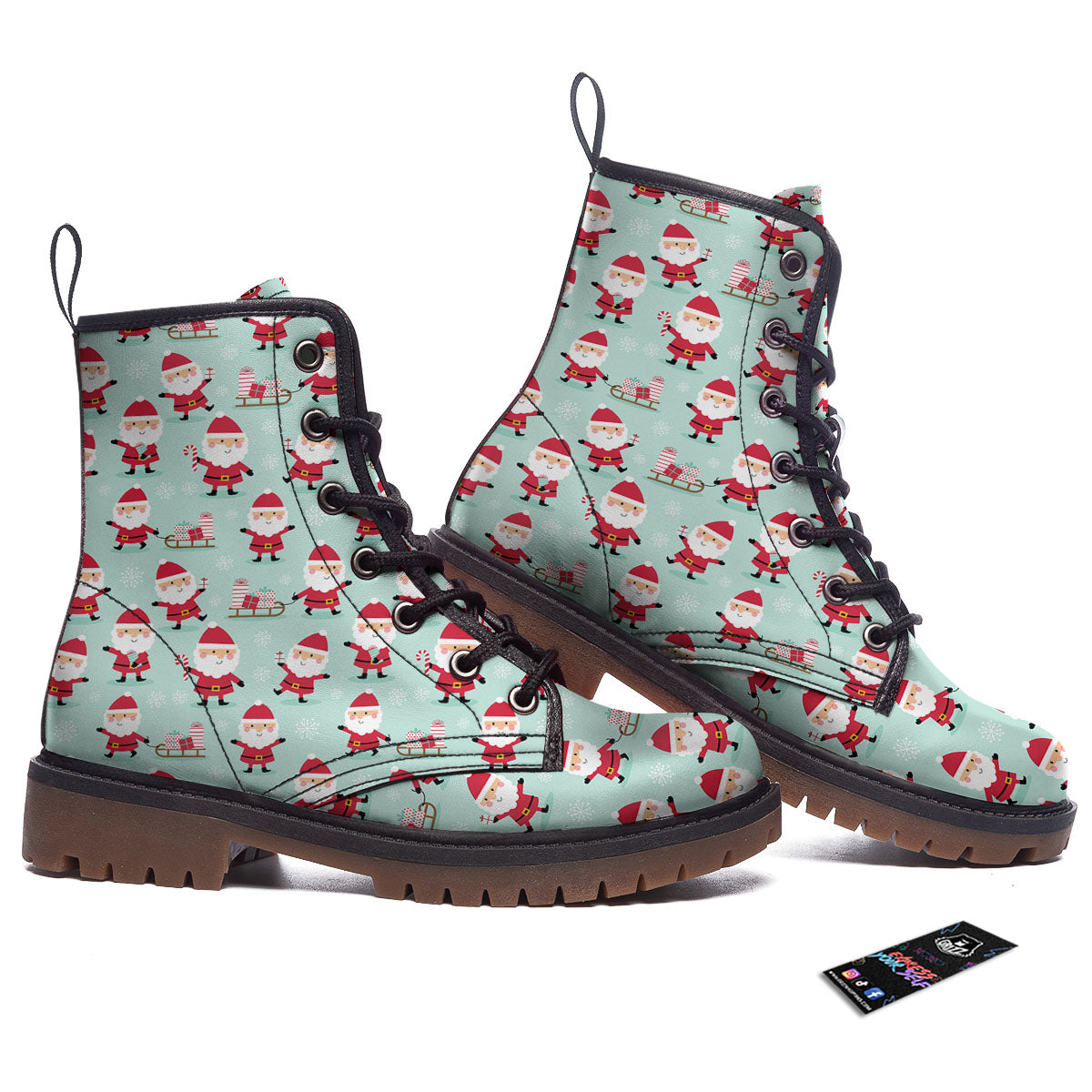 Santa Claus Cartoon Print Pattern Work Boots-grizzshop