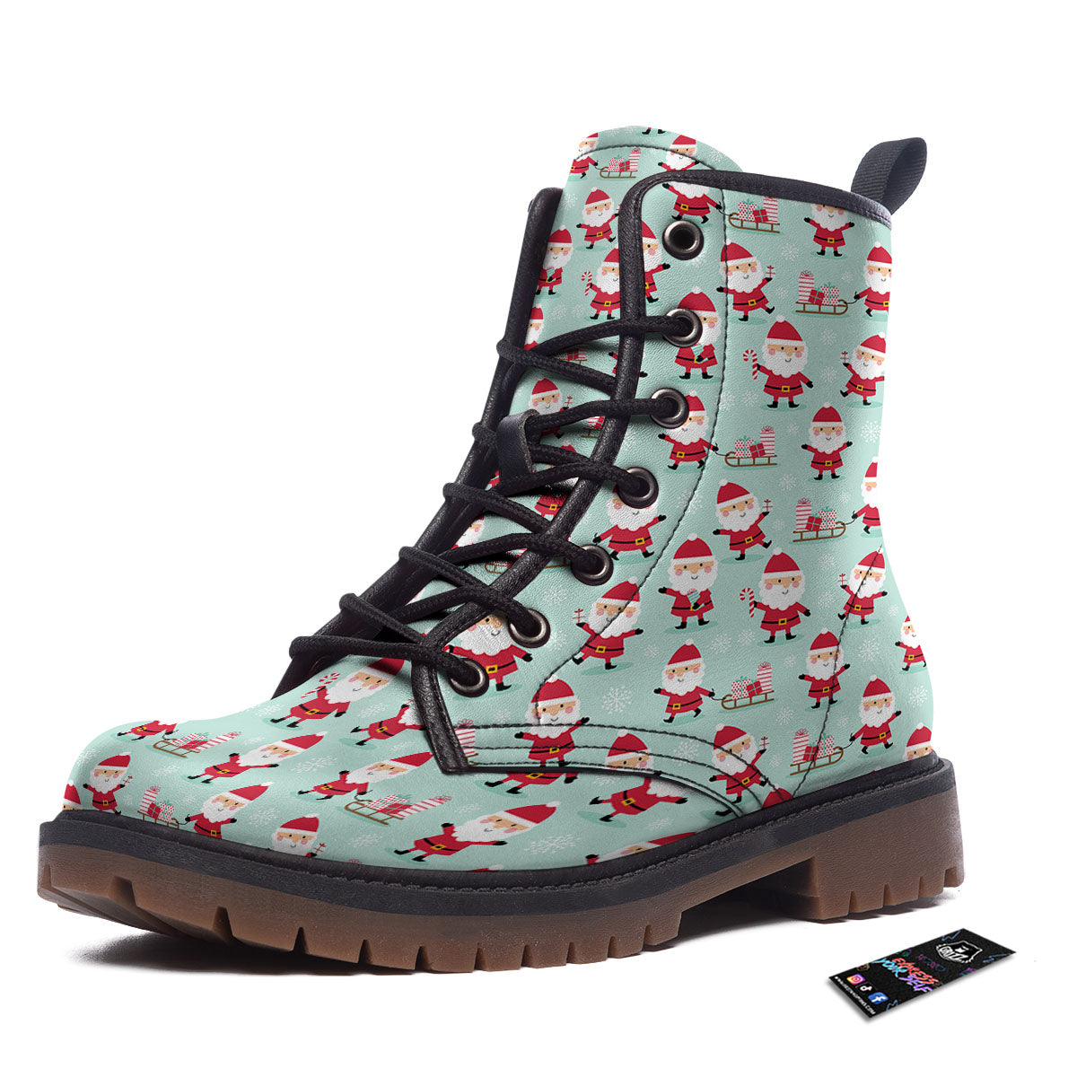 Santa Claus Cartoon Print Pattern Work Boots-grizzshop