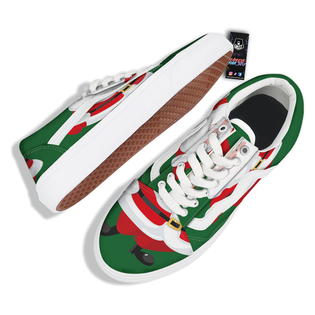 Santa Claus Cartoon Print Skate Shoes-grizzshop