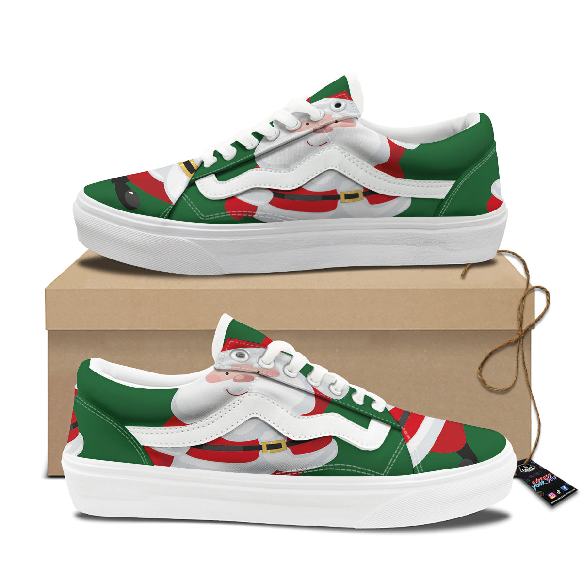 Santa Claus Cartoon Print Skate Shoes-grizzshop